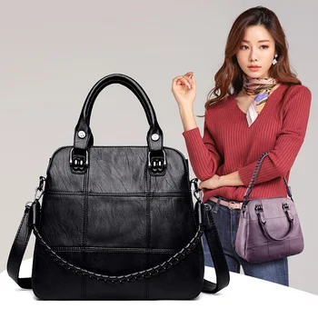 

Classic Plaid Pattern Women Pure Color Square Shoulder Bag PU Leather Commuter Type Female Handbags Simple Vintage Crossbody Bag