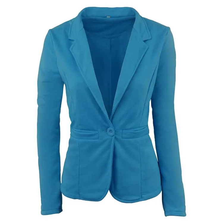 Весенние женские блейзеры, куртки из хлопка, маленький костюм, куртка ярких цветов, повседневные хлопковые топы с длинным рукавом, тонкий костюм, женская верхняя одежда на пуговицах - Цвет: sky blue