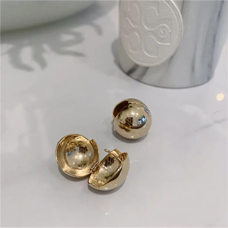 BALL STUD Rongho винтажные металлические серьги-гвоздики для женщин готические ювелирные изделия, золотая серьга Femme Heart Brincos Hiphop Bijoux - Окраска металла: BALL STUD
