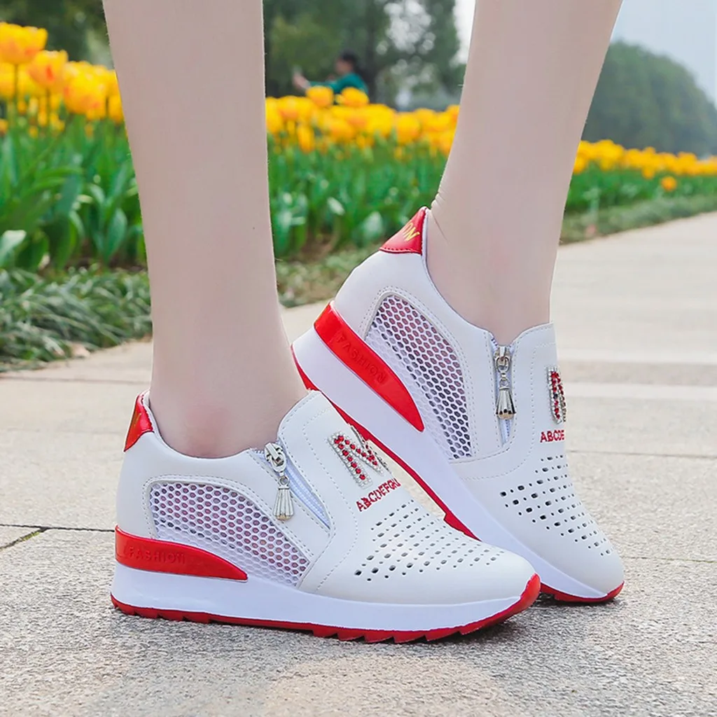 

high platform sneakers Breathable Women Shoes Slip On women shoes casual platform Breathable Height Increasing Shoes wedge