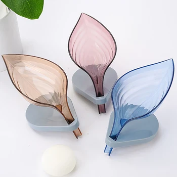 

Leaf Soap Dish Creative Soap Box Leaf Shaped Soap Holder with Suction Base