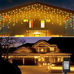 Fairy Icicle String Lights 216leds 96leds Holiday Window Hanging Lamp for Wedding Christmas Bedroom Patio Garden Landscape Decor