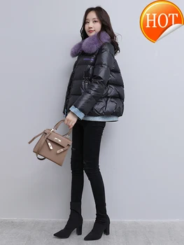 

Fashion Parka 2020 Winter Jacket Women Real Fox Fur Collar Padded Coat Female Jacket Korean Parkas Manteau Femme LW6370.