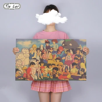 

TIE LER Classic Anime Character Collection Poster Children'S Room Decoration Wall Sticker Nostalgic Retro Kraft Paper Poster