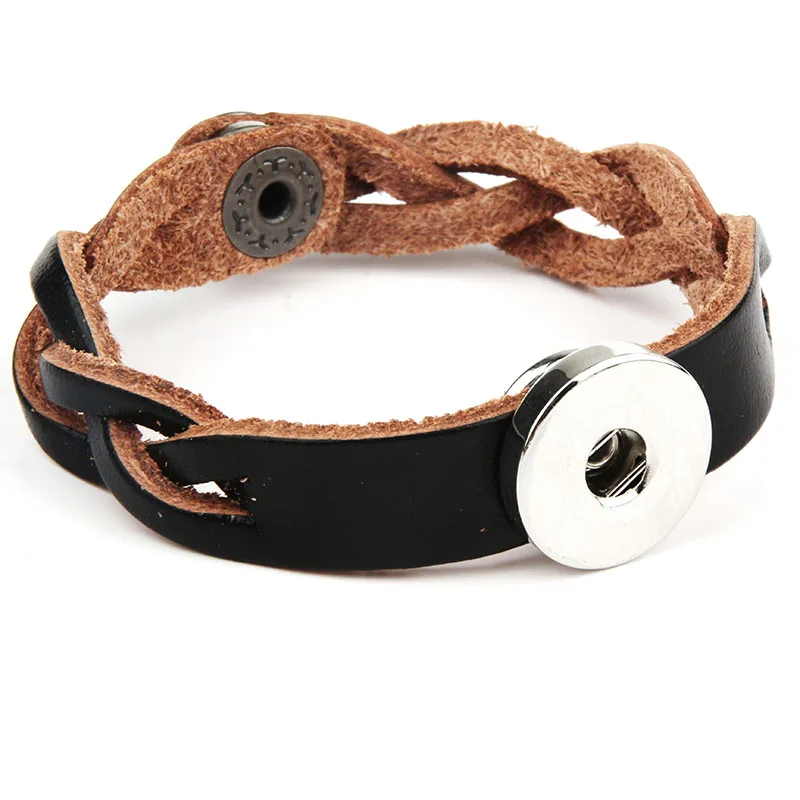 10pcs Adjustable Snap Bracelet Vintage Metal Leather Bracelet Fit 18mm Snap Button Bracelet For Men Jewelry Watch Belt