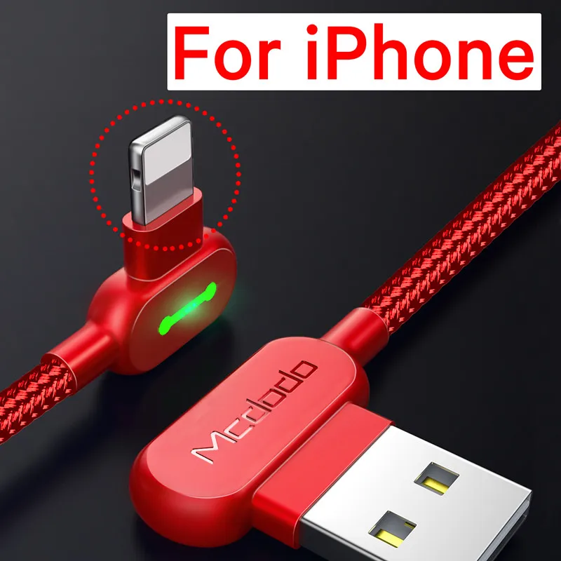 For iPhone Red MCDODO USB кабель для iPhone 11 Pro XS MAX XR X микро Быстрый зарядный кабель зарядное устройство type C кабель для передачи данных для samsung huawei Xiaomi - Цвет: For iPhone Red