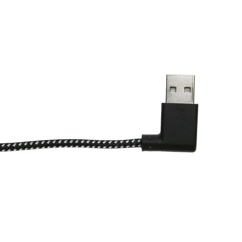 Прочный l-образный нейлоновый Плетеный Micro usb зарядный кабель для передачи данных черный