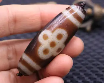 

Unique Magic Unique LKbrother Talisman Treasure Magic Power Tibetan Old Agate 5 Eye Lightening Large dZi Bead Totem Amulet 5A
