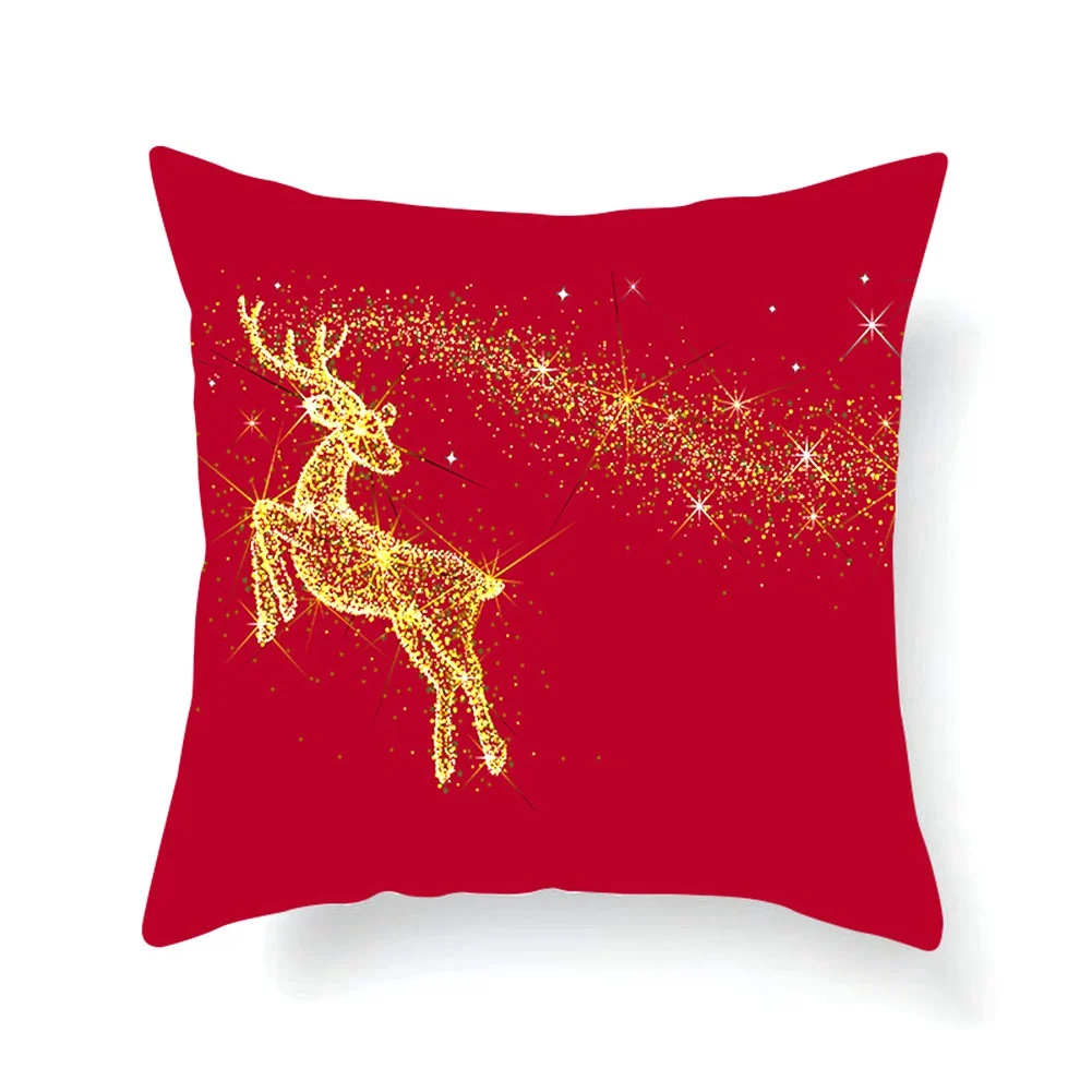 

2020 Christmas Elk Red Printed Cushion Cover Decorative Throw Pillow Xmas New Year Decor Home Decoration Polyester Pillowcase