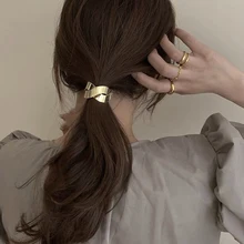 

1PC Fashion Geometric Metal Hair Ropes Women Elegant Hair Band Elastic Rubber Band Ponytail Holder Hair Ties Hair Accessories