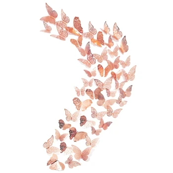 

48 Pcs Butterfly Wall Stickers Decorations 3D Wall Decals Metallic Art Sticker DIY Murals Gift for Home Kids Bedroom Nursery Par