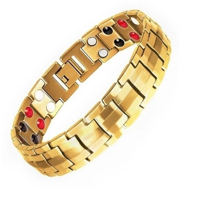 Мужские браслеты, магнитный браслет из нержавеющей стали с застежкой-крючком, терапевтические браслеты, ювелирные изделия для мужчин, женские браслеты