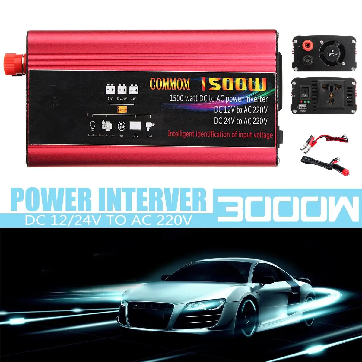 US $33.52 3000w Car Power Inverter Dc 1224v To Ac 220v Digital Led Display Converter Voltage Transformer Pure Sine Wave Power Converter