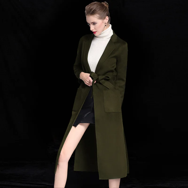 Elifashion новое осеннее и зимнее двустороннее шерстяное пальто для женщин средней длины в Корейском стиле шерстяное пальто