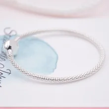 Новинка, 925 пробы, серебряный браслет, цепочка-змейка, базовая шаровая застежка, сетчатый Браслет, Браслет, подходит для женщин, бусина, шарм, сделай сам, европейская бижутерия