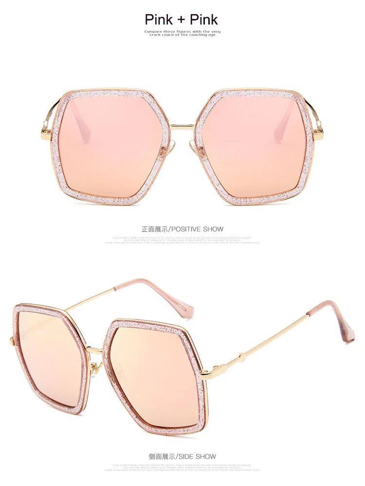 pink pink Роскошные солнцезащитные очки WarBLade, брендовые дизайнерские женские крупные солнцезащитные очки, большая оправа, зеркальные Квадратные Солнцезащитные очки для женщин - Цвет линз: pink pink