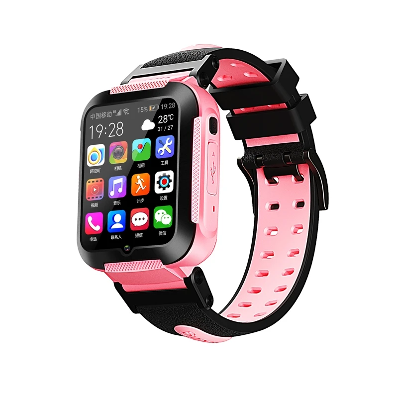 Pink Black Новейшие Детские Смарт-часы E7 4G, gps, Wi-Fi, отслеживание голосовых и видео звонков, чат, шагомер, Messgae Push, для мальчиков и девочек, студентов - Цвет: Pink Black