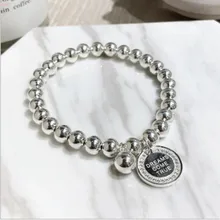 Серебряный s925 Серебряный Confidante круглый серебряный браслет из бусин для женщин Круглый бисер Простой Модный тайский серебряный женский браслет