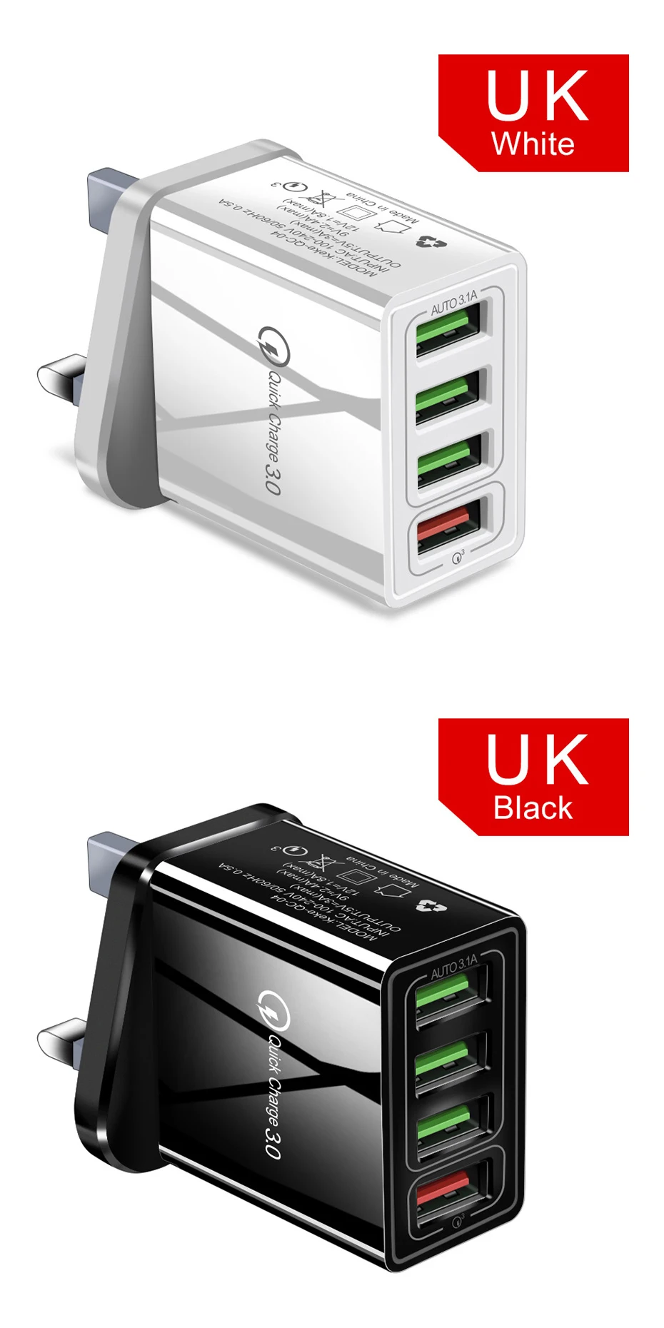 OUSU Универсальный 4 порта 30 Вт Быстрая зарядка 3,0 USB быстрое зарядное устройство настенное для Apple Watch зарядное устройство адаптер usb зарядная станция ЕС США Великобритания