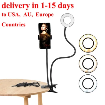 

Phone Holder with LED Ring Light Mobile Phone Holder with Stand Ringlight for iPhone 11/11 Pro 8 7 Samsung Android