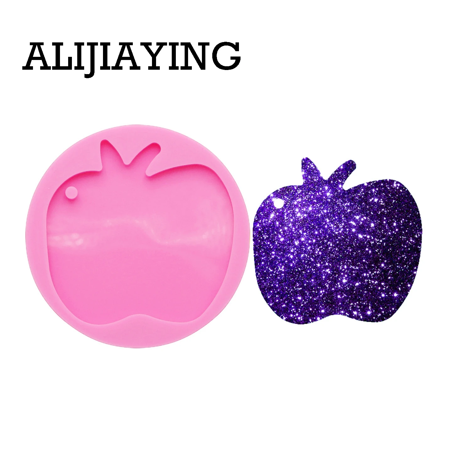 Pink 1pc DY0082 DIY брелок с яблоком силиконовая форма для ключей Форма эпоксидная смола формы для ювелирных изделий - Цвет: Pink 1pc