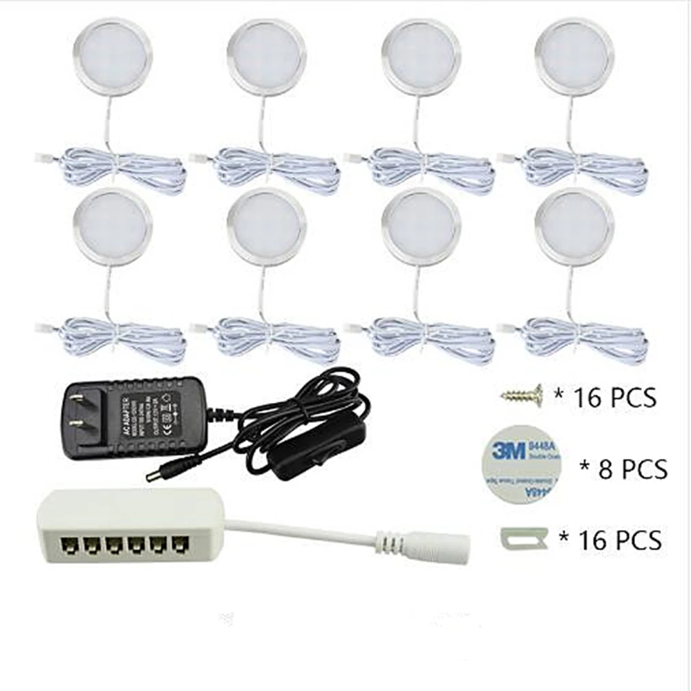 Under Cabinet Lights LED Puck Light Kitchen Round 12V Counter Shelf LED Closet Cupboard Showcase Drawer Wardrobe Indoor Lighting (4)