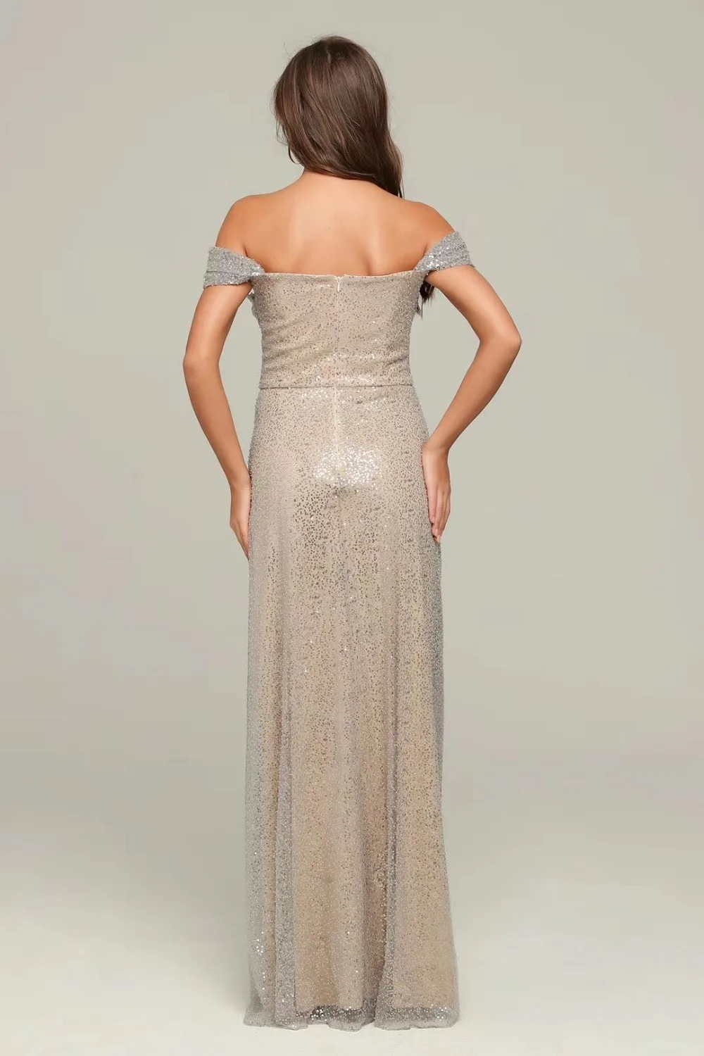 High Quality sequined Off Shoulder Sleeveless Ankle-Length Elegant Women Bandage Vestido Celebrity Party dress