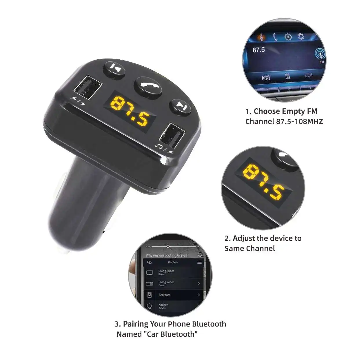 Автомобильное зарядное устройство MP3-плеер умный двойной bluetooth-приемник USB передатчик воспроизведение Hands-free FM универсальный автомобильный Стайлинг DC 5V 3.1A
