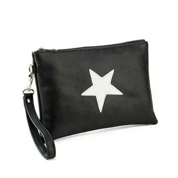 

Soft Leather Envelope Design Handbag 2020 Women Pentagram Ladies Clutches Bag Evening Party Leather Handbag With Wristlet