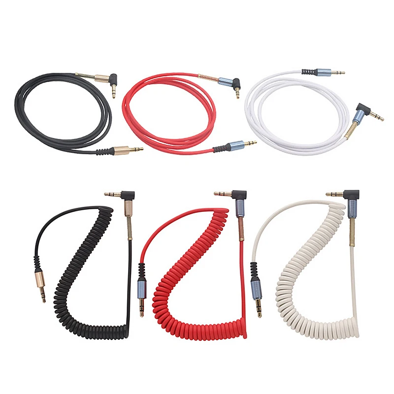 3.5MM Male-Male Audio Cable AUX Cable Earphone Speaker Phone Car Stereo AUX Cord Elbow Spring Telescopic Audio Cable