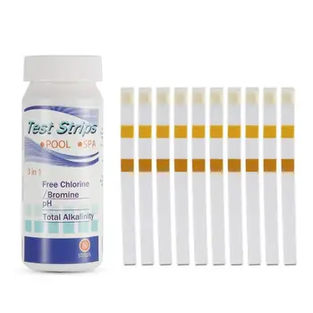 

3-In-1 Swimming Pool Test Paper Residual Chlorine Ph 50 Tub Strip One Hardness Water Hot Bottle Quality Alkalinity Test G3C2
