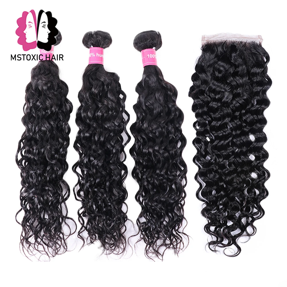 Mstoxic Water Wave Bundles With Closure Human Hair Bundles With