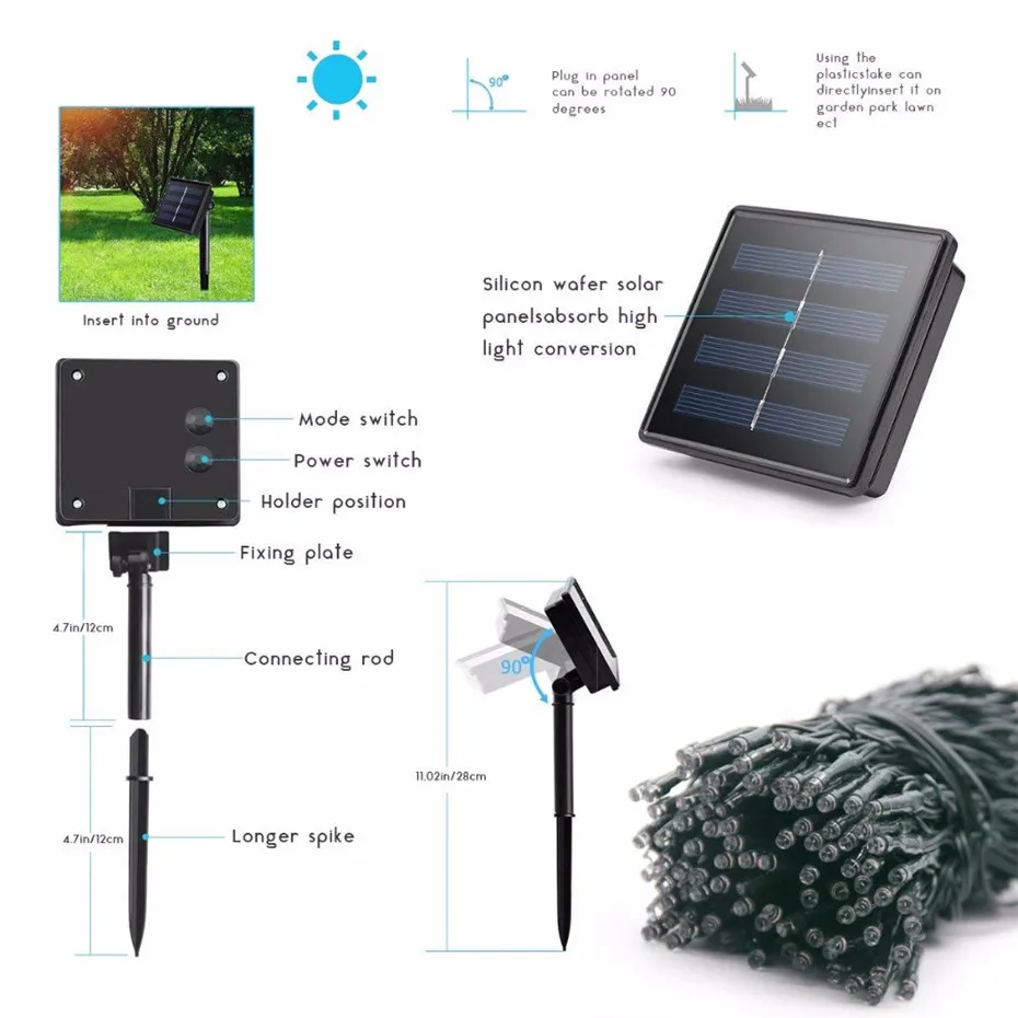 Solar powered string lights outdoor use lighting
