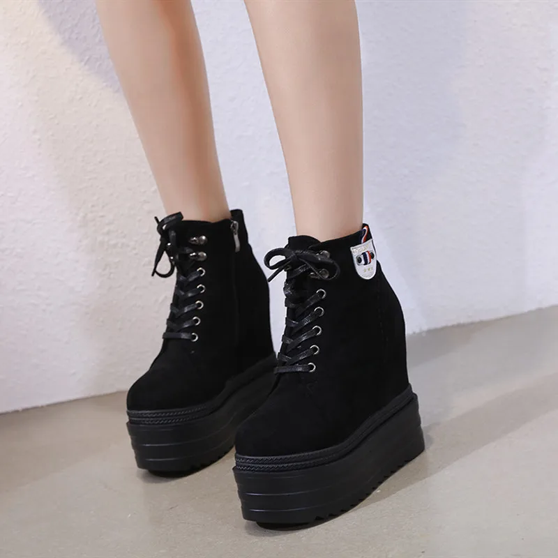 Botas cortas con plataforma para mujer, zapatos cálidos de piel de  terciopelo con cuña interna aumentada, botas de nieve, invierno, 2020 -  AliExpress Calzado