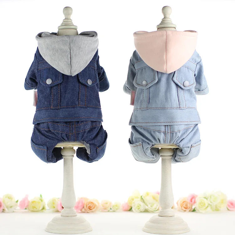 

Cowboy Four Legs Jumpsuits for Pet Dog Navy Blue and Light Blue Colors Xs-xl Sizes Denim Clothes for Dogs Pet Jeans Winter
