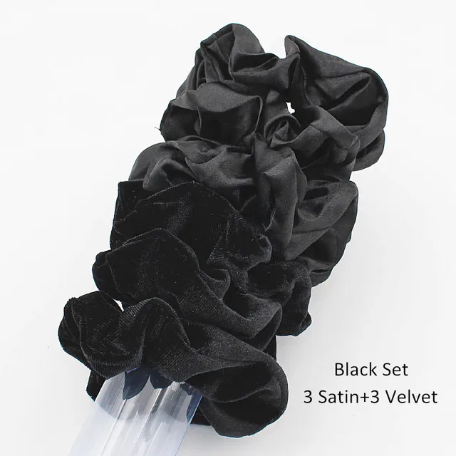 6pcs/lot Fashion Women Girls Silky Satin Hair Scrunchies Solid Stretch Elastic Hair Tie Simple Elegant Rubber Band Ponytail Tie MIX6
