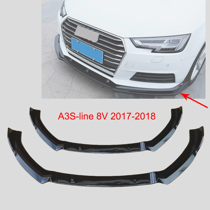 Защита бампера для S3 стильный передний бампер спойлер Audi A3 S-Line 8V 2017 2018 ABS авто