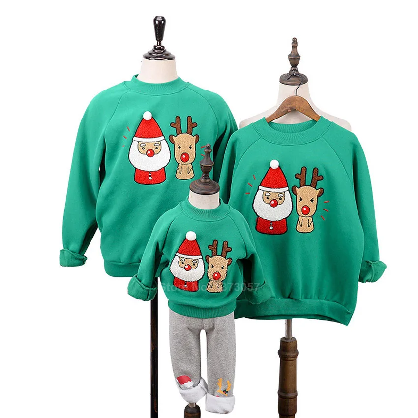 Семейные комплекты на Рождество и Рождество; зимние теплые свитера с вышитым Санта Клаусом; Семейные свитшоты с капюшоном; подарок на год - Цвет: Color4 one sweater
