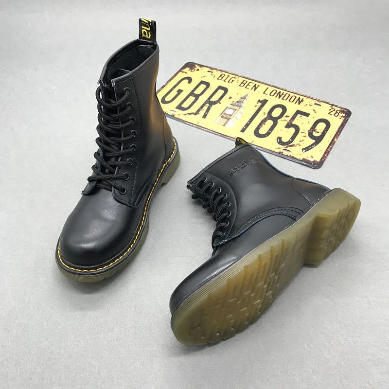 Женские Кожаные Ботинки martin; botas mujer invierno; повседневные женские ботильоны на меху; Botas Mujer; Новинка года