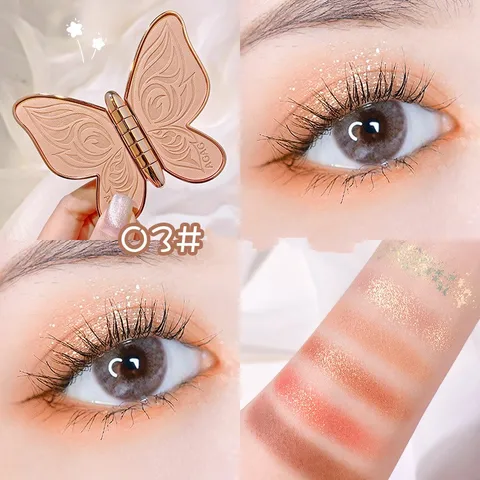 Butterfly Eyeshadow Pallete Matte Glitter Pearl Sequins Waterproof Lasting Color Rendering Eyeshadow Eyes Cosmetic