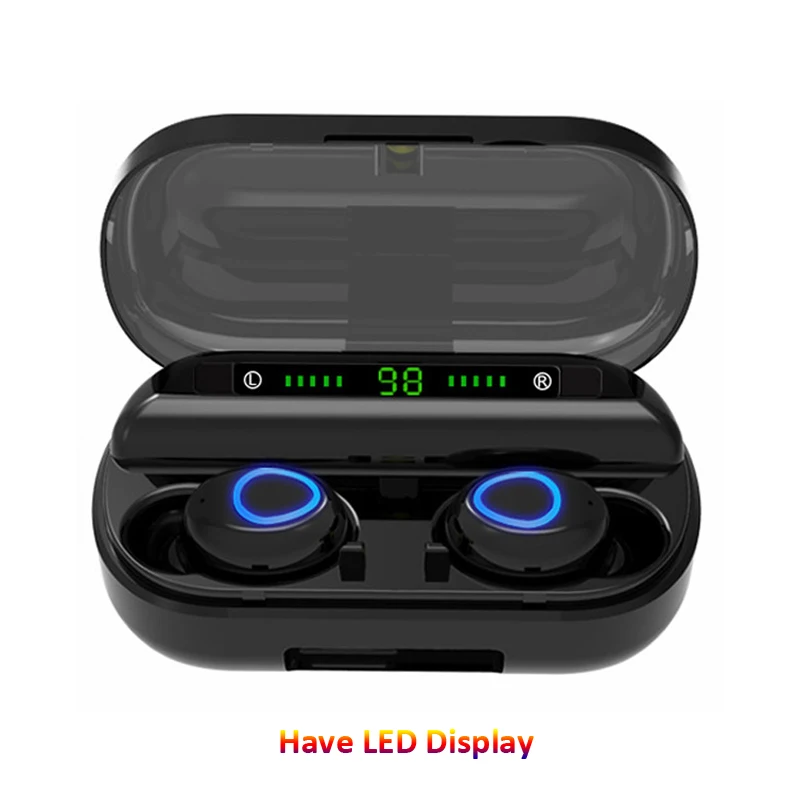 Black Have Display Bluetooth наушники сенсорные стерео беспроводные Bluetooth наушники водонепроницаемые V10 светодиодный дисплей шумоподавление гарнитуры - Цвет: Black Have Display