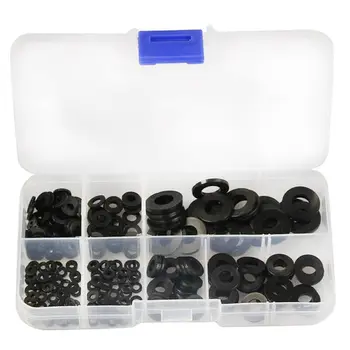 

250 X/set Black Nylon Rubber Flat Ring Washer Gasket Classification Kit M2 - M8