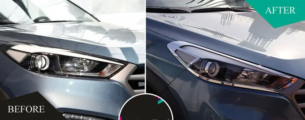 Для hyundai Tucson- Хром Передняя головка свет лампы рамка Крышка отделка ободок
