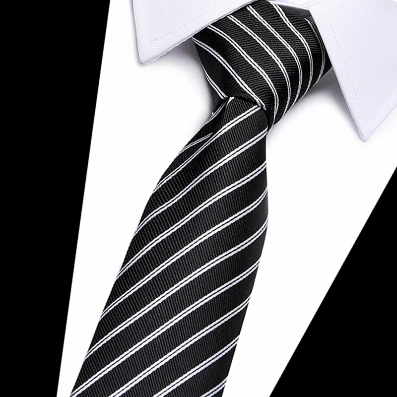 

7.5CM Wide Silk Ties for Men Gravatas Striped Solid 2019 New Men's Neckties Business Black Wedding Suit Neck Tie Red White Blue