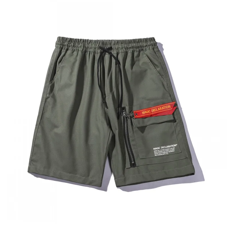Army green Мужские однотонные цветные шорты, RLJT.JIN Трендовое направление, новинка, летние шорты для бега, повседневные крутые мужские шорты с уникальным карманом на молнии - Цвет: Army green