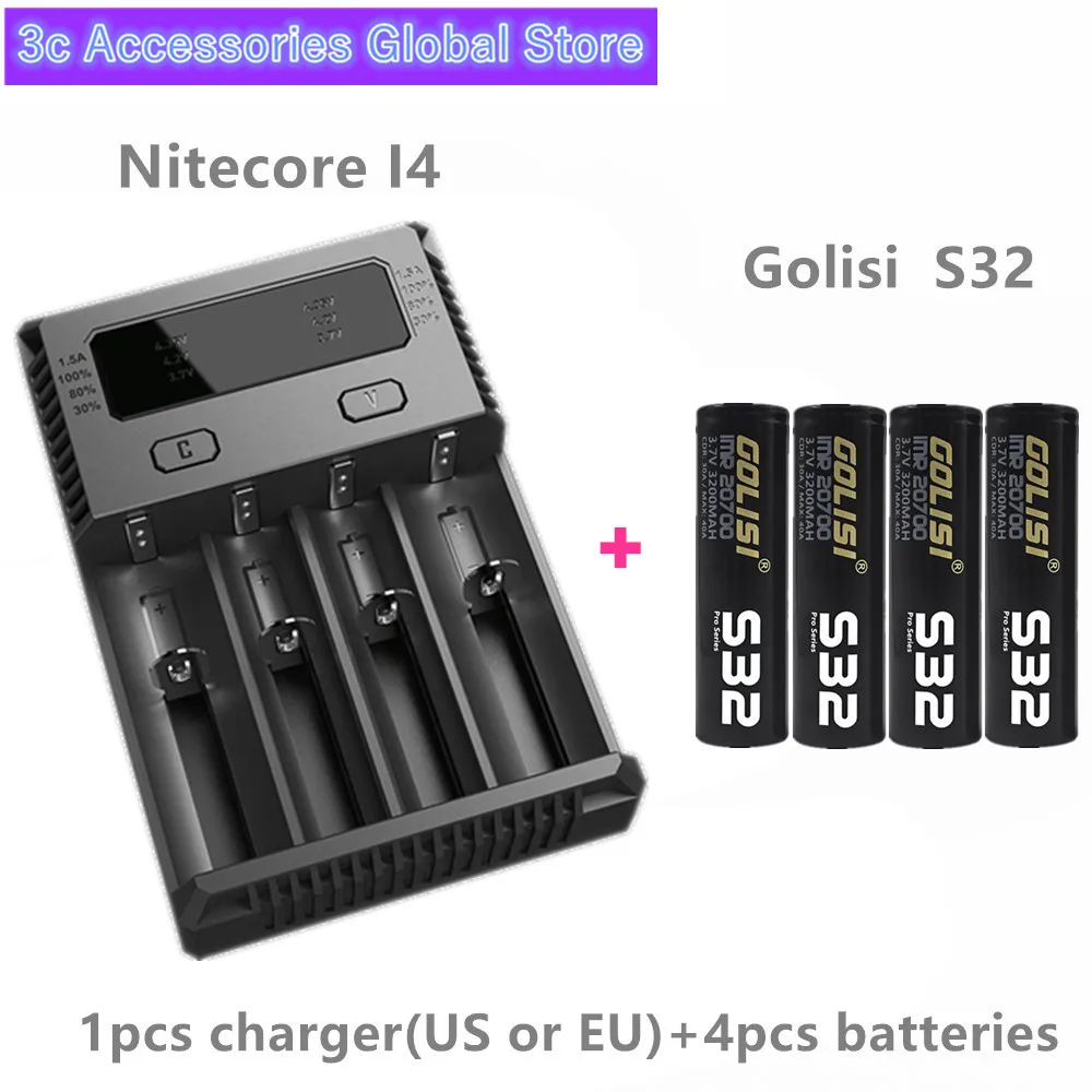 4 шт. GOLISI S32 IMR 20700 3200 мАч 3,7 в CDR 30A MAX 40A Высокая сливная E-CIG аккумуляторная батарея для VAPE фонарик налобный фонарь Игрушка - Цвет: Золотой