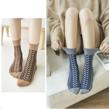 Новые женские носки дышащие комфортные дезодорирующие квадратные модные хлопковые носки для студентов ретро счастливые женские носки