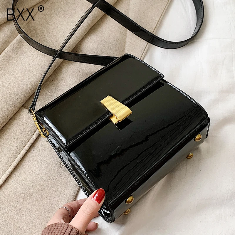

[BXX] Patent Leather Crossbody Bags For Women 2020 Mini Spring All-match Shoulder Messenger Bag Female Handbags Totes HK006