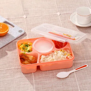 

5+1 Compartment Lunch Box Non-disposable Microwave Takeaway Snack Box Wave Bento Lunch Box Picnic Food Fruit Container Lunch Box