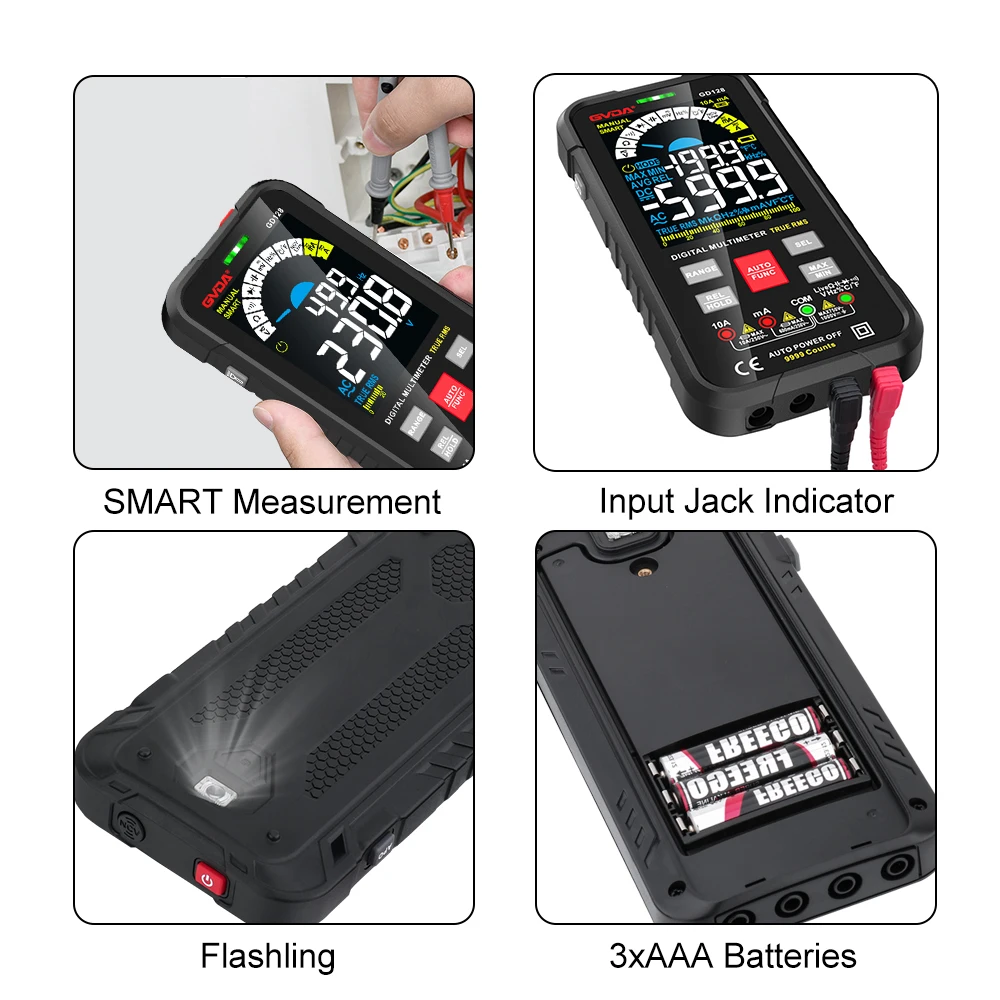 GVDA Digital Multimeter 9999 Counts DMM Voltmeter True RMS AC DC NCV Voltage Meter Smart Ammeter Auto Range Capacitance Tester digital multimeter multimeter tester